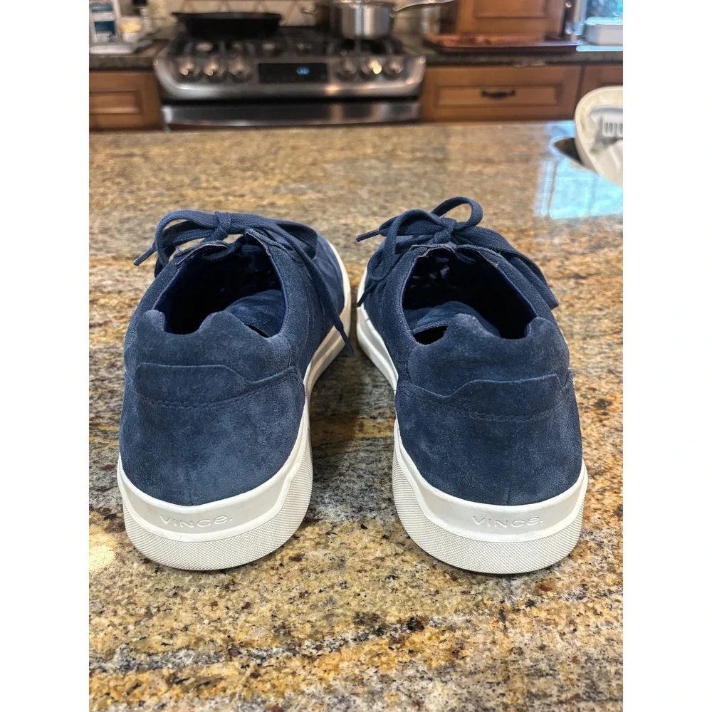 Vince Mens Navy Blue Suede Low Top Lace Up Barnett‎ Sneakers Size 10.5M EUR 44.5